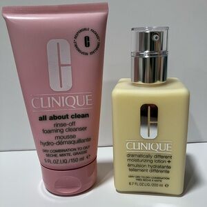 Clinique All About Clean rinse-off cleanser and Dramatically Different Lotion